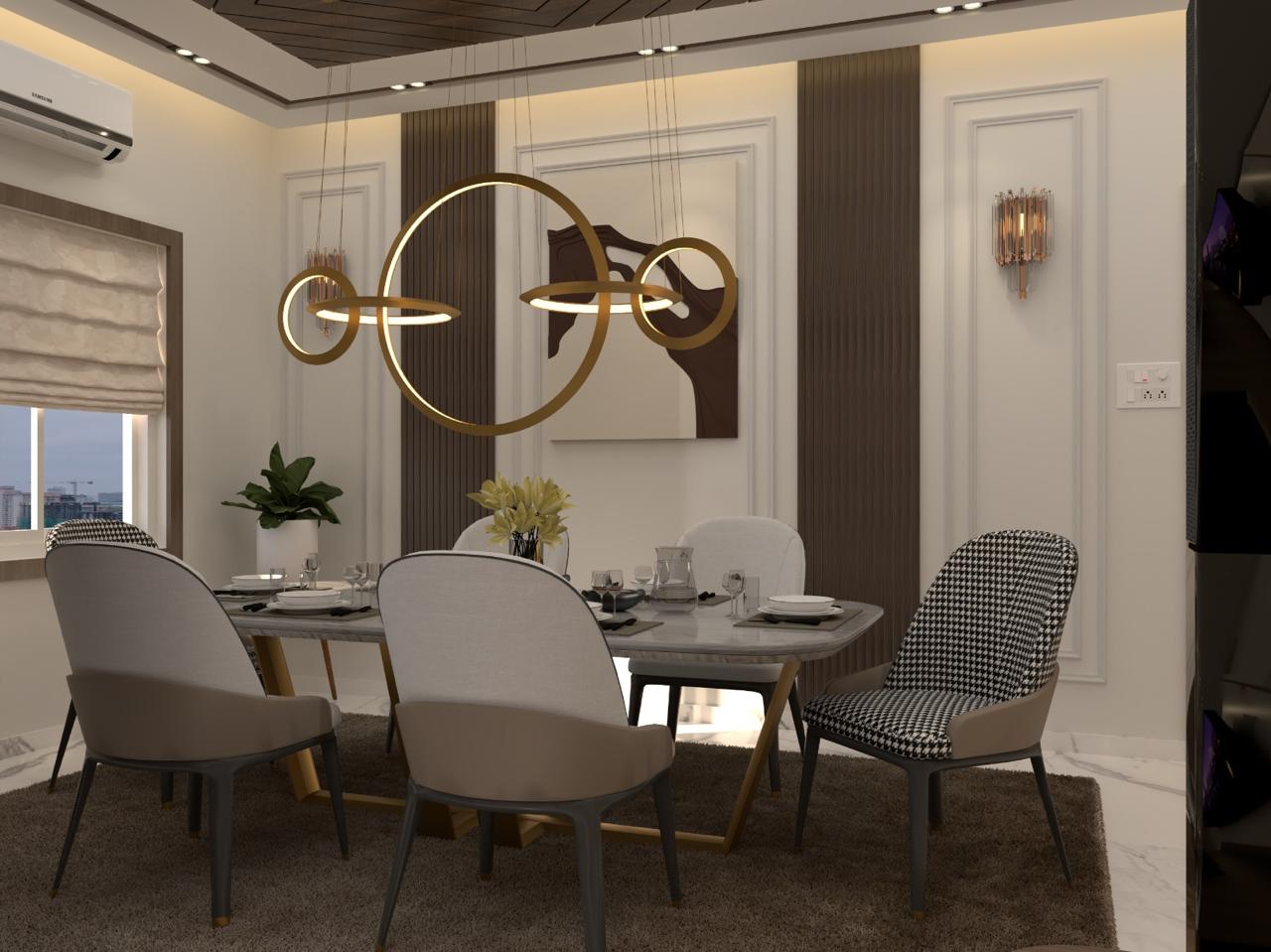 Dining Hall with Ring Chandelier